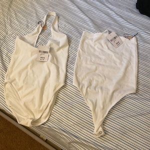 2 White Small Forever 21 bodysuits
